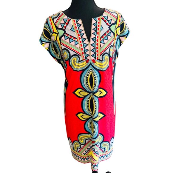 Laundry By Shelli Segal Multicolor Geometric Print Shift Dress S Office Siren - Picture 2 of 12